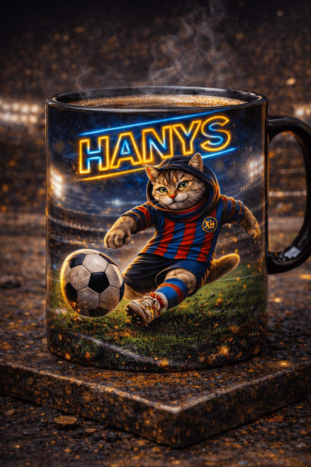Kubek Kot Hanys – Futbolista 1 Kubek Kot Hanys 330 ml – śląski kubek z grafiką
