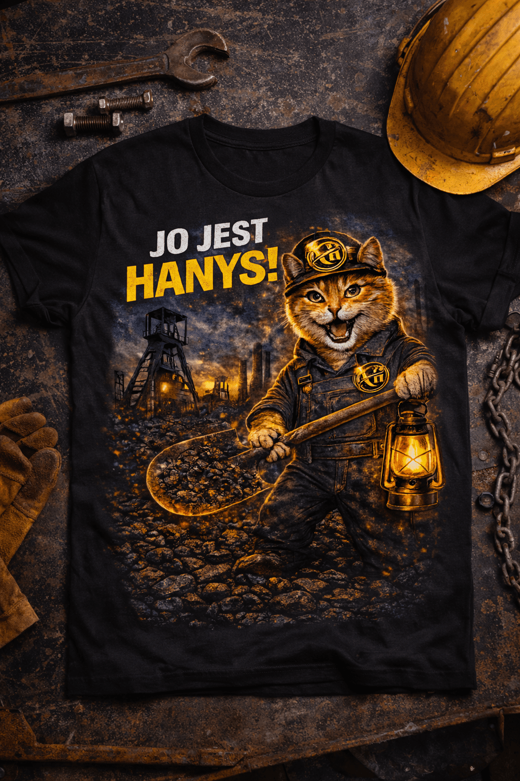 Koszulka Kot Hanys – Jo Jest Hanys 1 koszulka kot hanys jo jest hanys biała koszulka śląska z nadrukiem